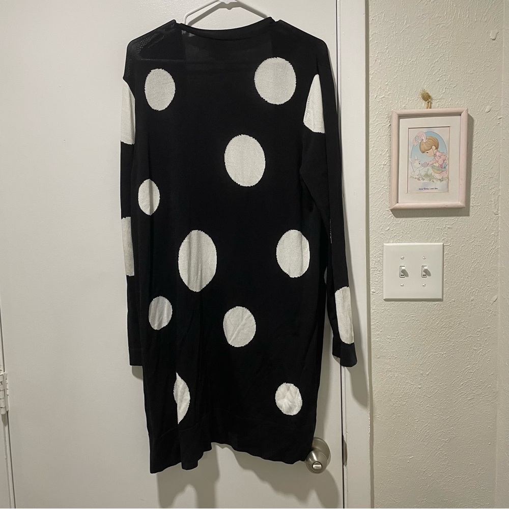Chico’s Women’s Black and White Polkadot Cardigan - Picture 3 of 6